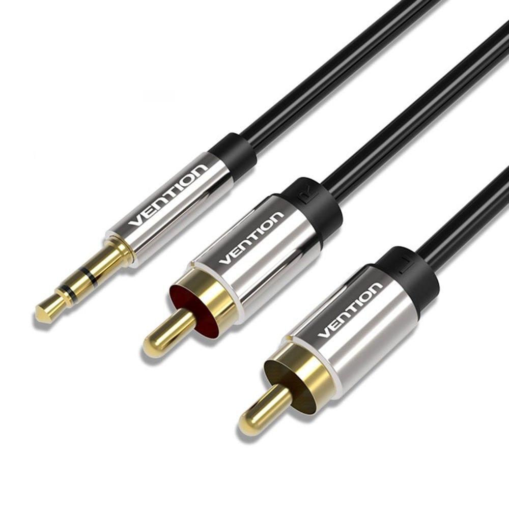 VENTION RCA Jack Cable 3.5mm Jack to 2 RCA Audio Cable 1.5m 2RCA Cable For Edifer Home Theater DVD RCA to 3.5mm AUX Cable Black-1.5 Meter