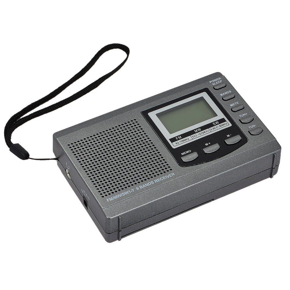 FM / AM / SW Radio Multiband Digital Stereo Radio Receiver Earphone Output Time Display Alarm Clock External Rotatable Antenna