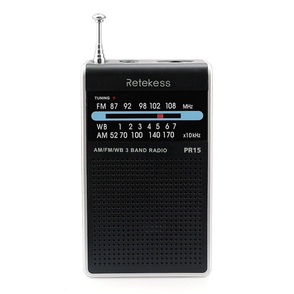 Retekess PR15 Mini Pocket Radio FM/AM/WB Tuning Radio Receiver NOAA Weather Warning for Outdoors Activities