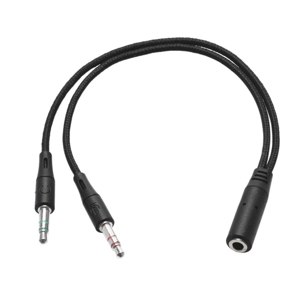 18cm 3.5mm Audio Conversion Line 2 Male to 1 Female AUX Cord Two in One Computer Headset Microphone Cable Black