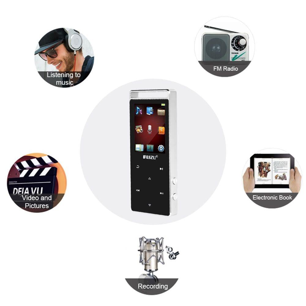 8GB MP3 Player Lossless Music Player High Fidelity FM Radio Voice Recording E-book Video TF Card Slot Pedometer