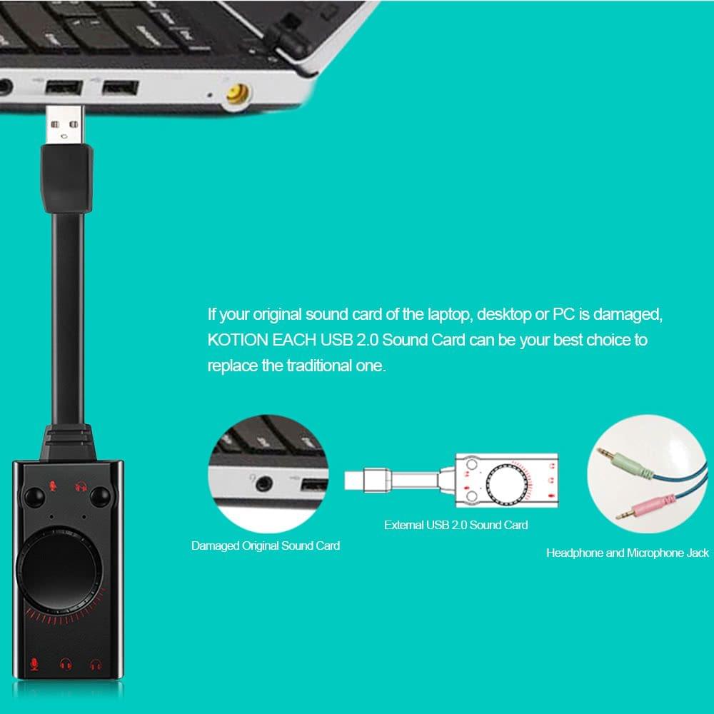 KOTION EACH USB 2.0 External Sound Card Adapter