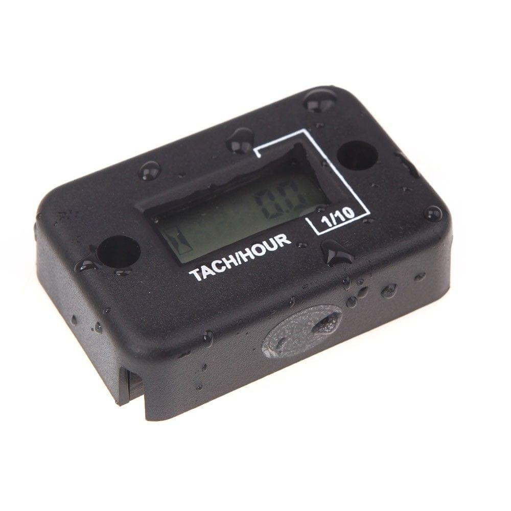 Waterproof Digital Tachometer Tach Hour Meter Gauge LCD for 4 Stroke Gas Engine Motorcycle ATV Snowmobile Boat Black