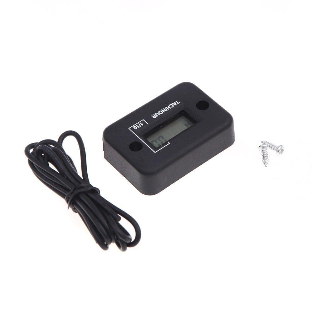 Waterproof Digital Tachometer Tach Hour Meter Gauge LCD for 4 Stroke Gas Engine Motorcycle ATV Snowmobile Boat Black