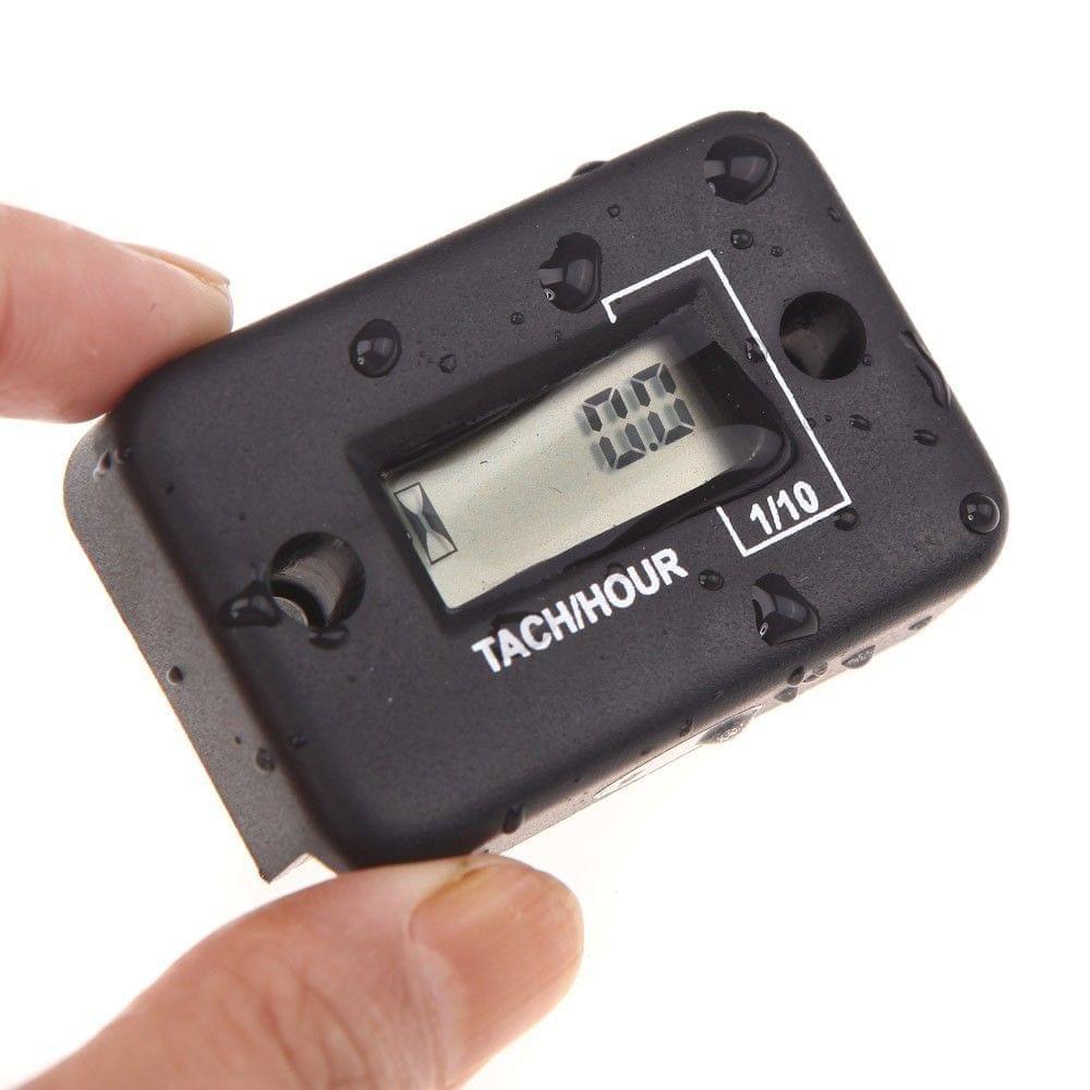 Waterproof Digital Tachometer Tach Hour Meter Gauge LCD for 4 Stroke Gas Engine Motorcycle ATV Snowmobile Boat Black