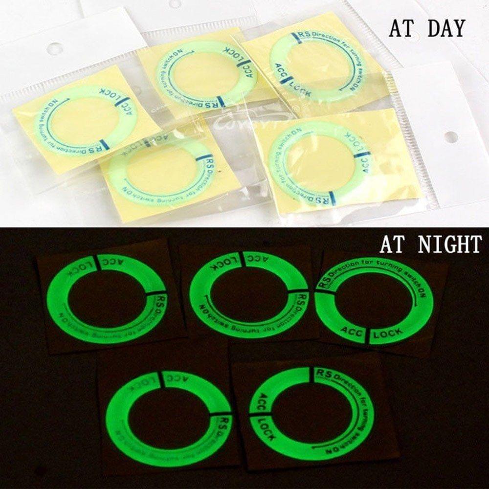 Car Ignition Switch Cover Luminous Key Ring Hole Cover Sticker
