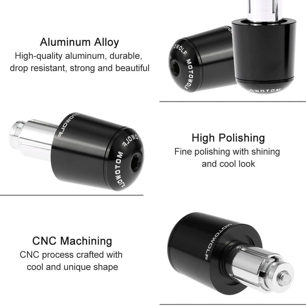 Pair of Universal Motorcycle Motorbike Aluminum Handlebar Bar Ends Plugs Grip Caps