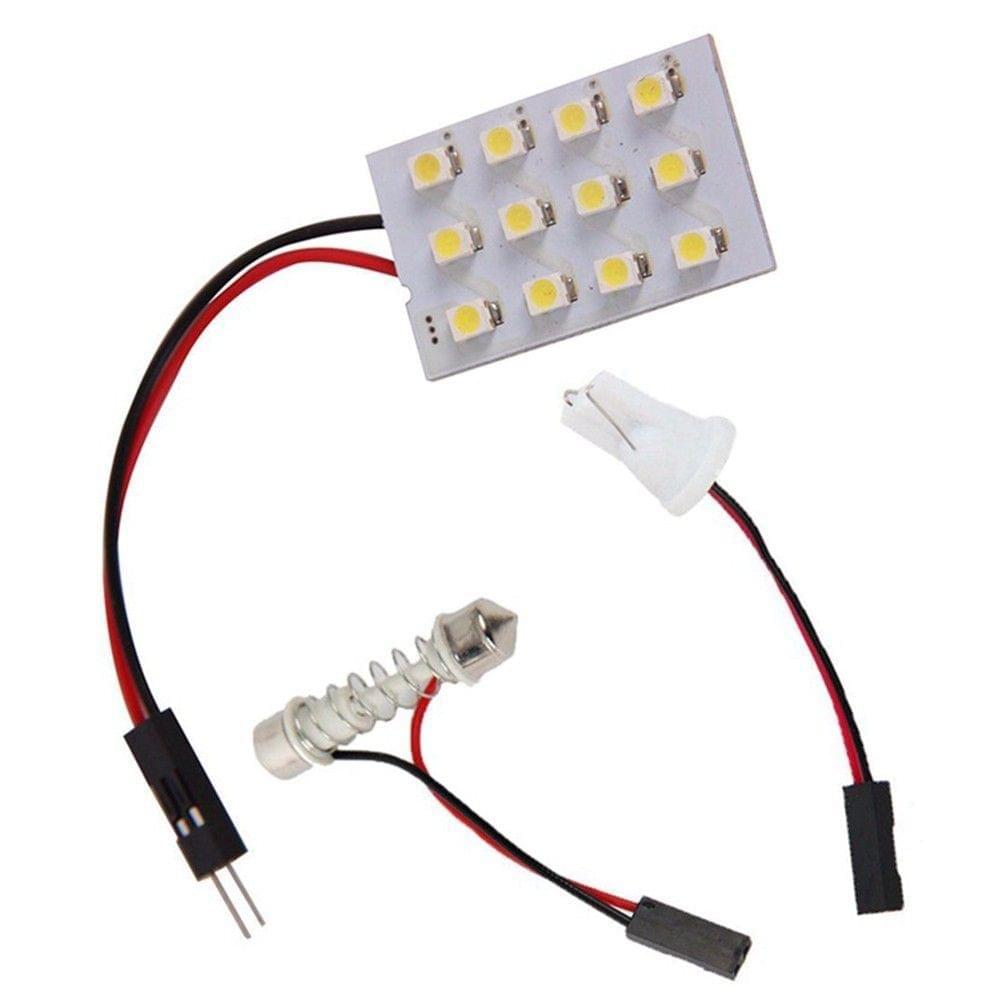 SMD 3528 LED Panel White Car Reading Map Lamp Auto Dome Interior Bulb Roof Light with T10 Adapter
