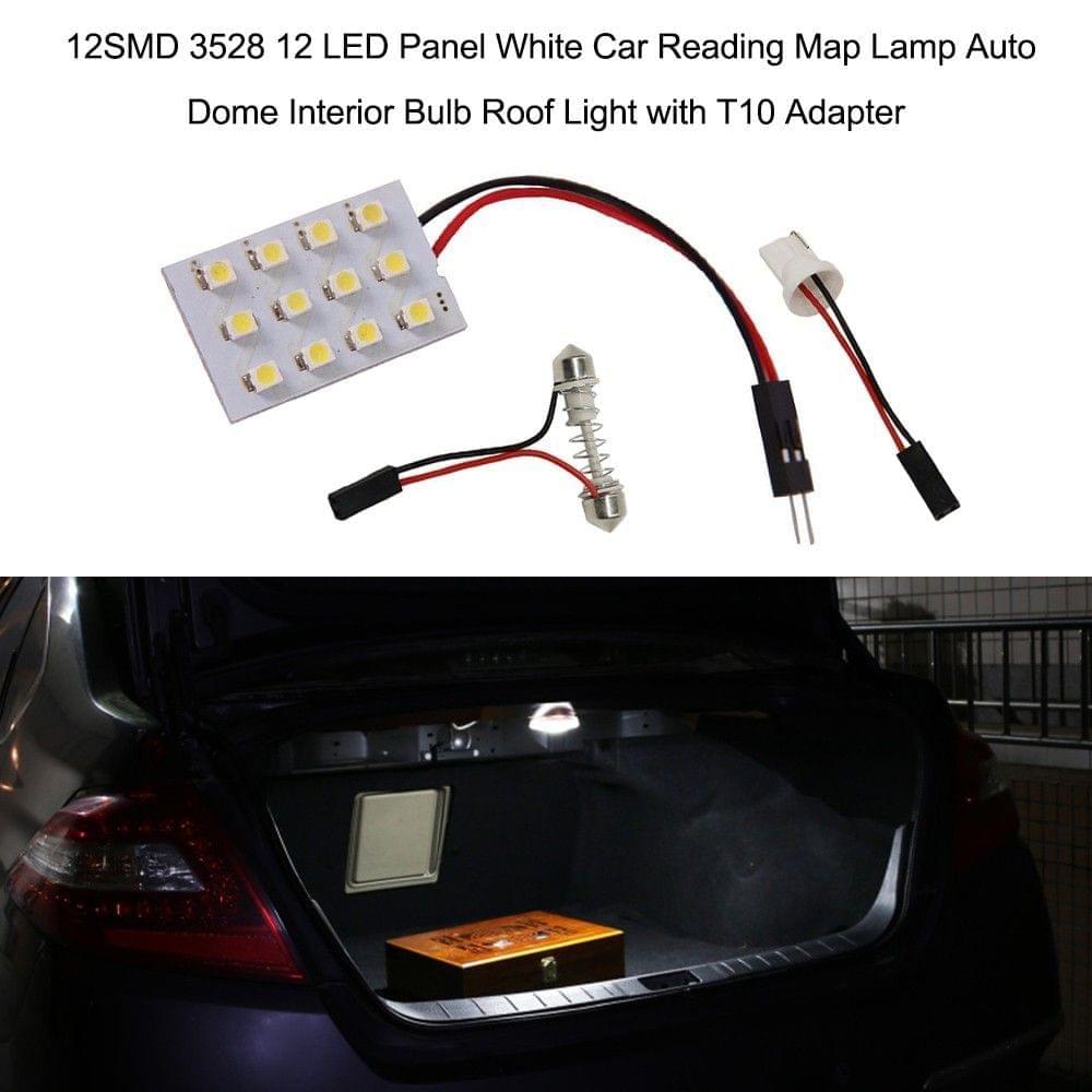 SMD 3528 LED Panel White Car Reading Map Lamp Auto Dome Interior Bulb Roof Light with T10 Adapter