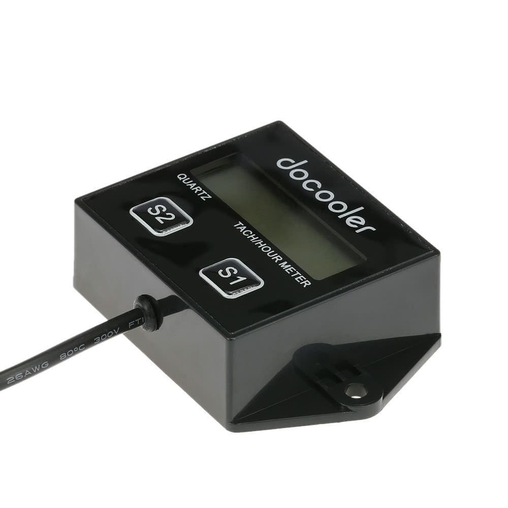 Docooler Digital Engine Tach Tachometer Hour Meter Gauge Resettable Inductive for Racing Motorcycle