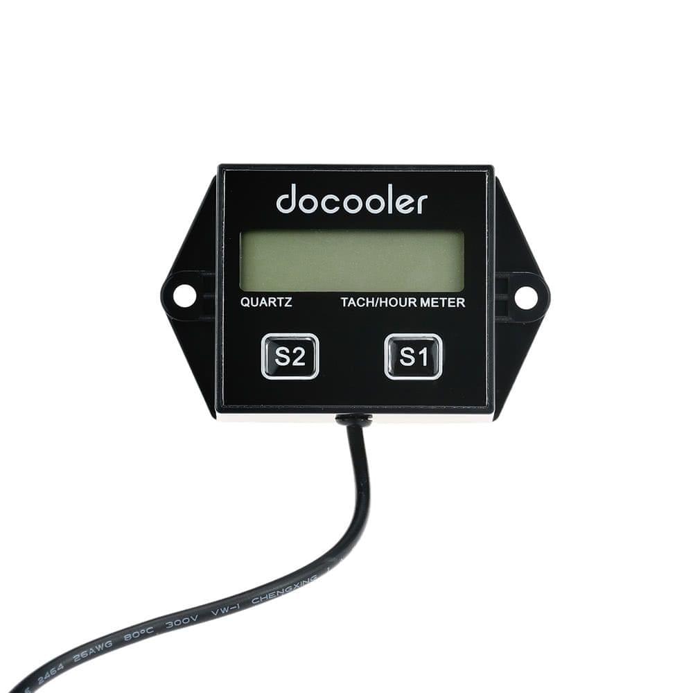 Docooler Digital Engine Tach Tachometer Hour Meter Gauge Resettable Inductive for Racing Motorcycle