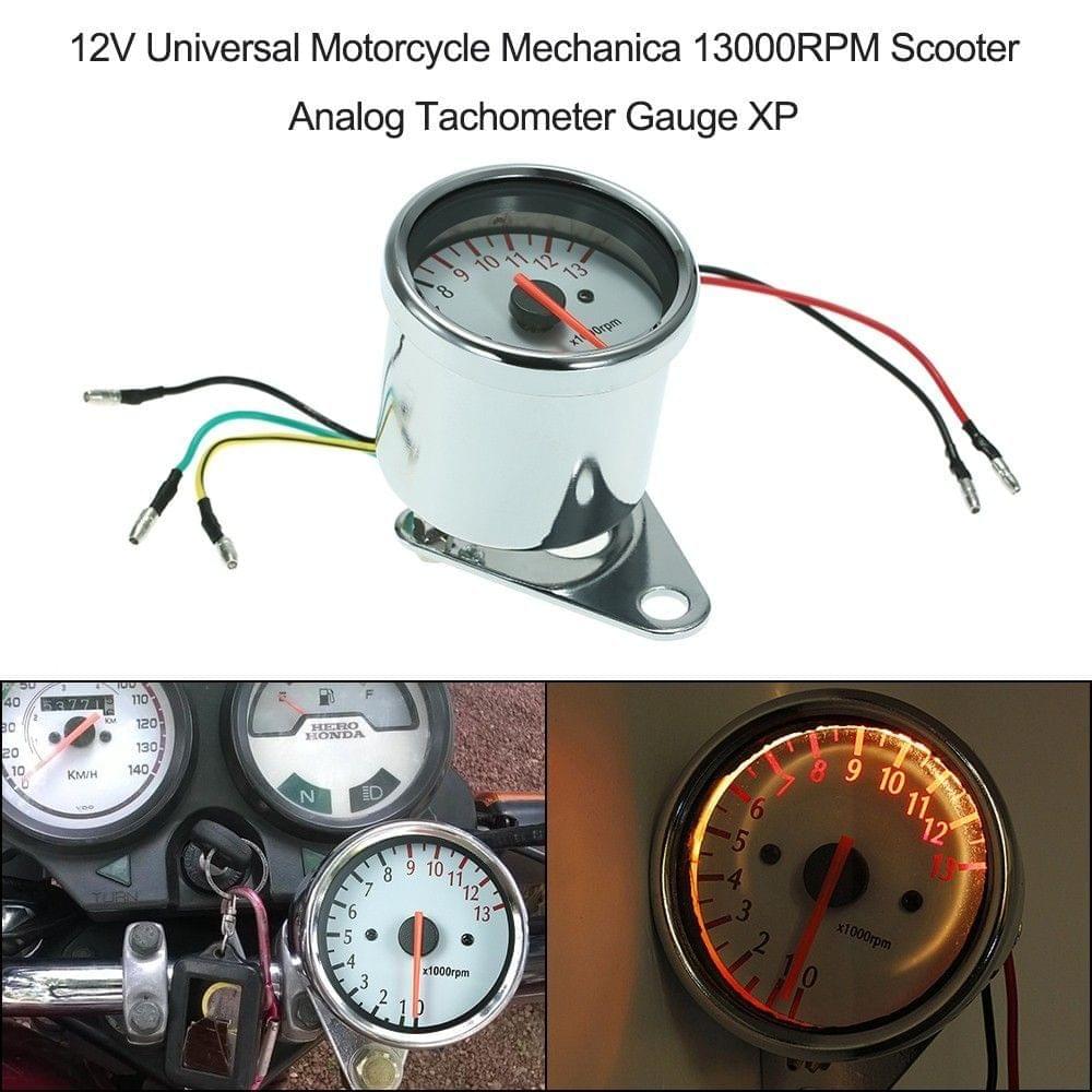 12V Universal Motorcycle Mechanica 13000RPM Scooter Analog Tachometer Gauge XP