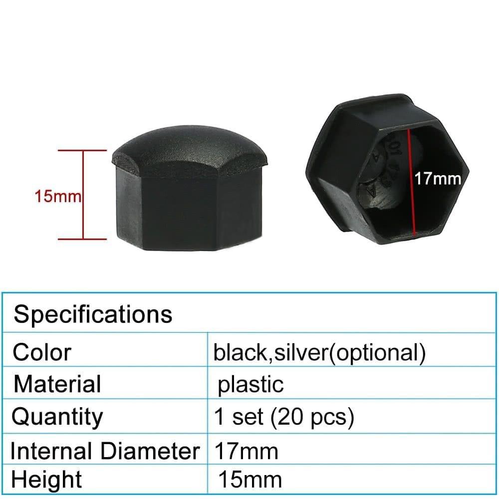 Set of 20pcs Universal 17mm Plastic Car Wheel Nut Covers Bolt Caps