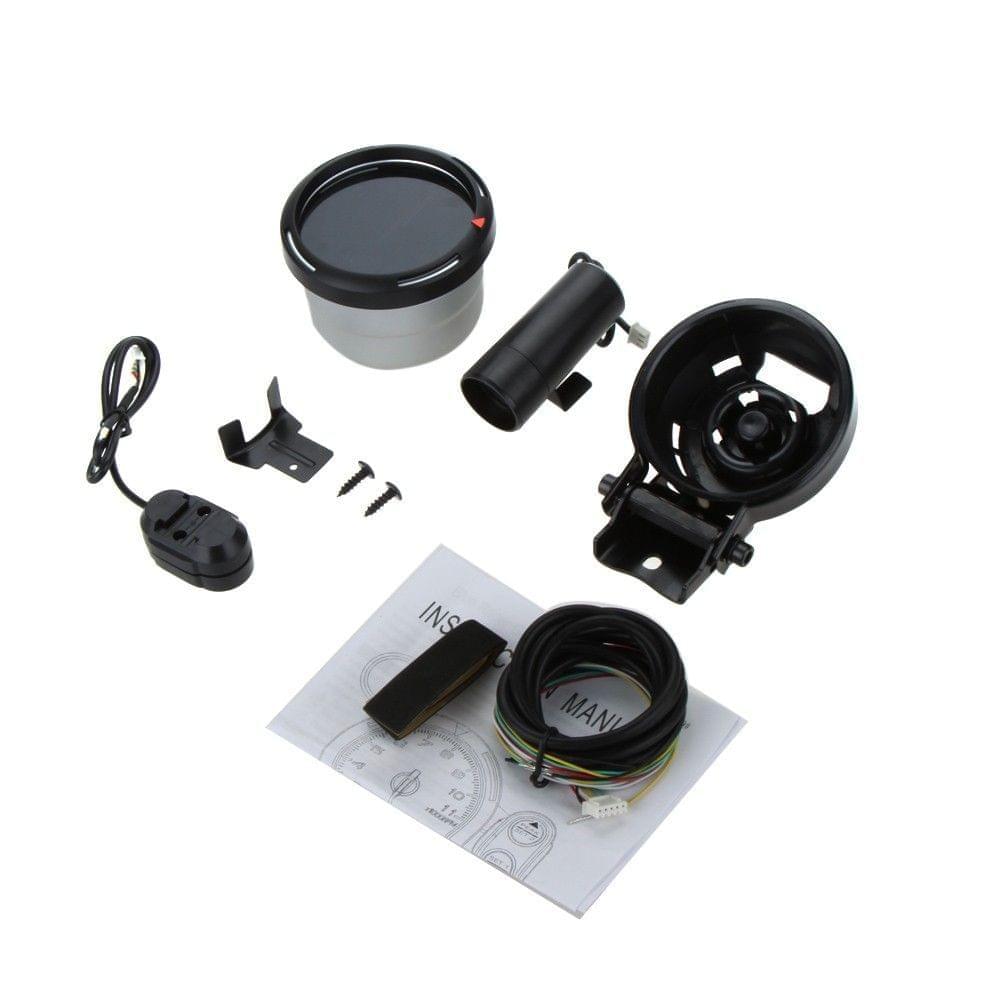3.5" Tachometer Gauge Kit RED LED 11000 RPM Meter with Adjustable Shift Light+Stepping Motor Black