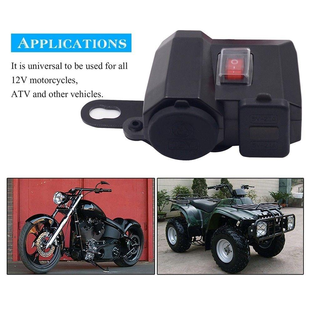 Waterproof USB Charging Socket Motorcycle Handlebar Clamp Power Adapter USB Charging System