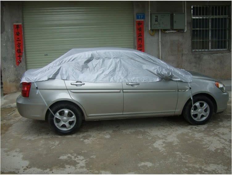 Prevent Heat Cold Sun Rain Snow Car Cover Half PVC Coating Cover Size M 270 * 150cm