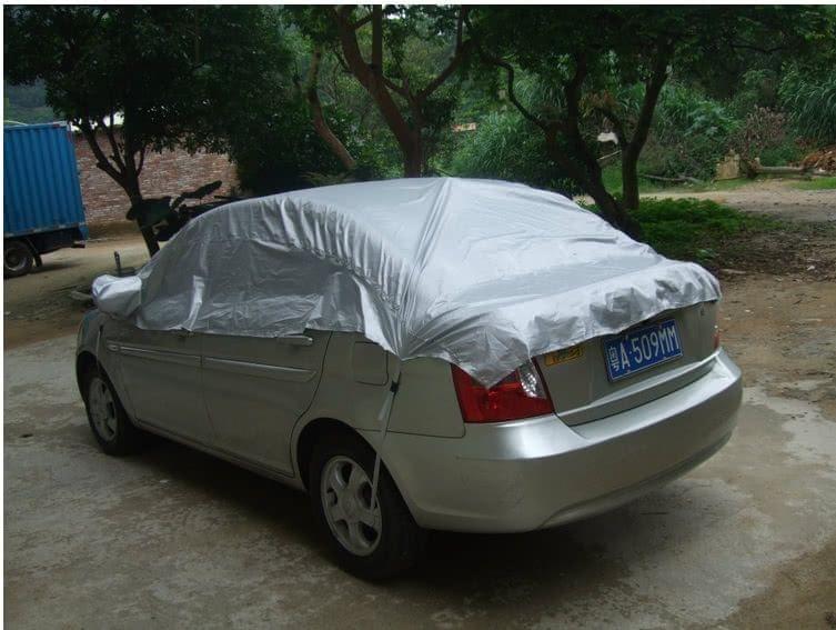 Prevent Heat Cold Sun Rain Snow Car Cover Half PVC Coating Cover Size M 270 * 150cm