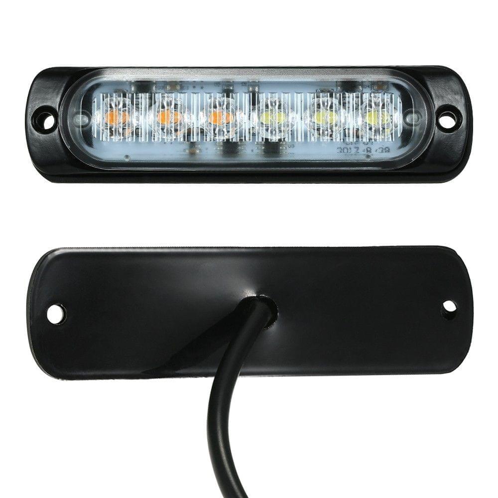 Car Emergency Light Bars 6 LED Waterproof Emergency Beacon Flash Caution Strobe Light Bar Car SUV Pickup Truck Van White Yellow Light