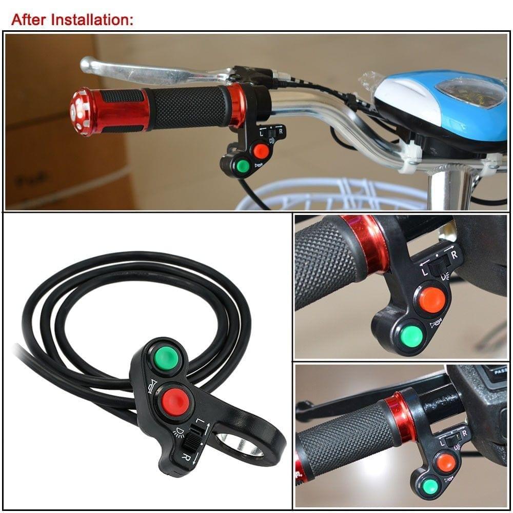 3 in 1 Headlight/Turn Signal Light/Horn ON-OFF Switch 2.2cm Diameter Handlebar DIY Button Accessory for Motorcycle Scooter ATV