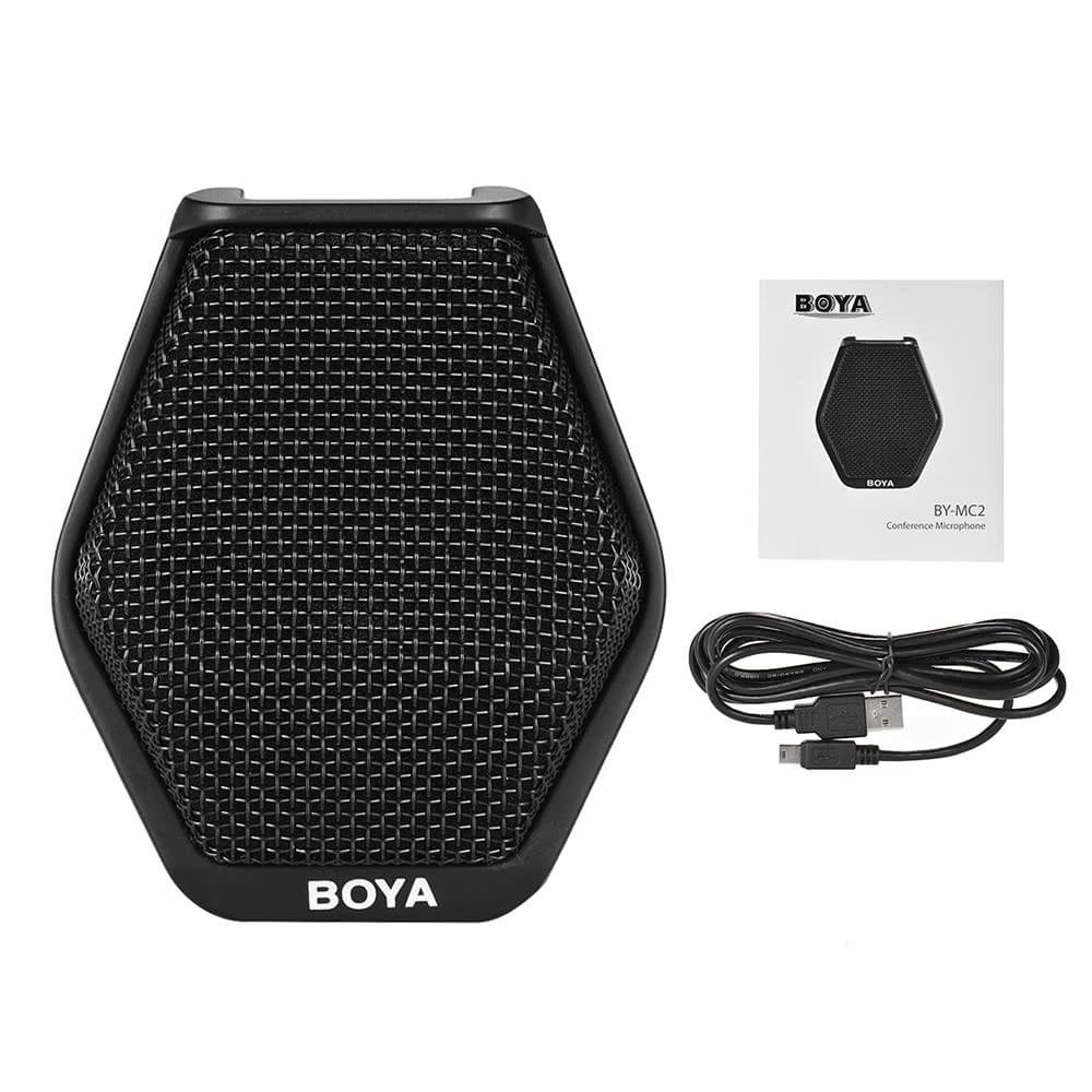 Boya BY-MC2 Super-cardioid Condenser Conference Microphone with 3.5mm Audio Jack & 5V USB Interface 16ft Pickup Distance for Conference Room Seminars and Other Occasions