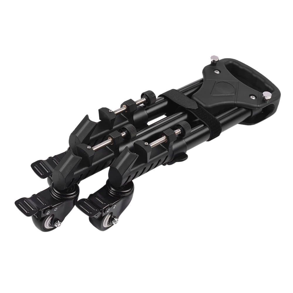 Universal Foldable Photography Heavy Duty Tripod Dolly Base Stand Flexible Wheels Adjustable Legs Max. Load 25kg with Carrying Bag