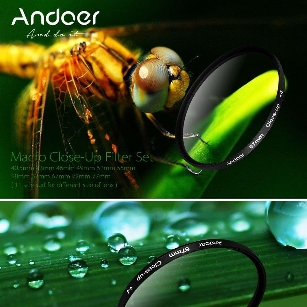 Andoer 52mm Macro Close-Up Filter Set +1 +2 +4 +10 with Pouch for Niko