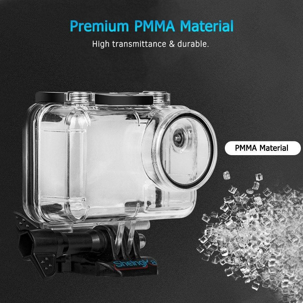 Transparent Sports Action Camera Waterproof Housing Case Protective Case Box Shell Protector with Mount Base Screw Underwater Depth 40 Meters/ 131ft for Swimming Diving Surfing Skiing for DJI Osmo Action