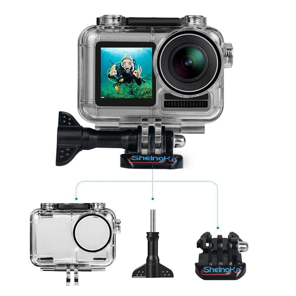 Transparent Sports Action Camera Waterproof Housing Case Protective Case Box Shell Protector with Mount Base Screw Underwater Depth 40 Meters/ 131ft for Swimming Diving Surfing Skiing for DJI Osmo Action