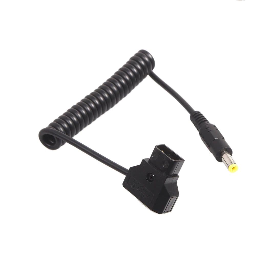 Coiled D-Tap 2Pin Male to DC 5.5*2.5mm Adapter Cable for V-Mount Anton Battery DSLR Rig Power Supply Extension Elastic Cable 0.5M