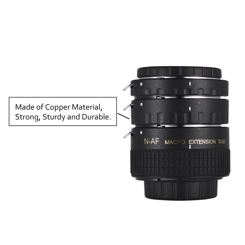 Auto Focus Macro Extension Tube Set Copper AF Macro Lens Extension Tube Ring with Covers for Nikon D300 D7000 D7100 D7200 D800 D810 D850 D5500 D5600 D5100 D5300 D3300AL Lenses