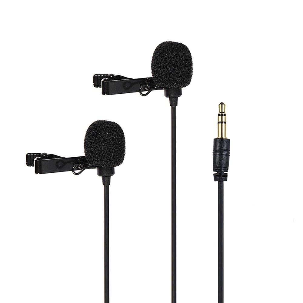Dual-head Lapel Clip-on Microphone Mic