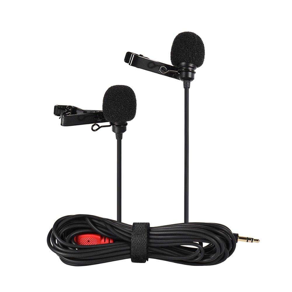 Dual-head Lapel Clip-on Microphone Mic