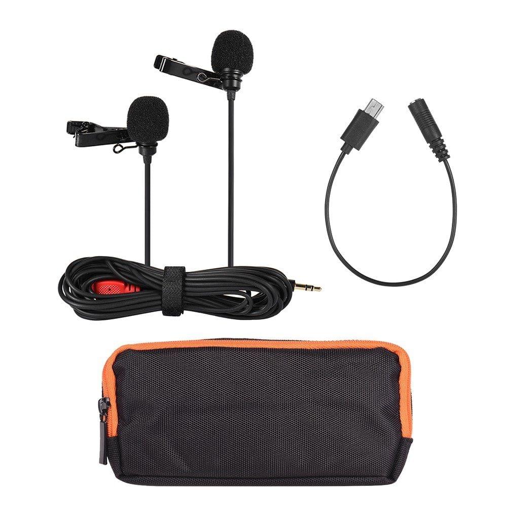 Dual-head Lapel Clip-on Microphone Mic