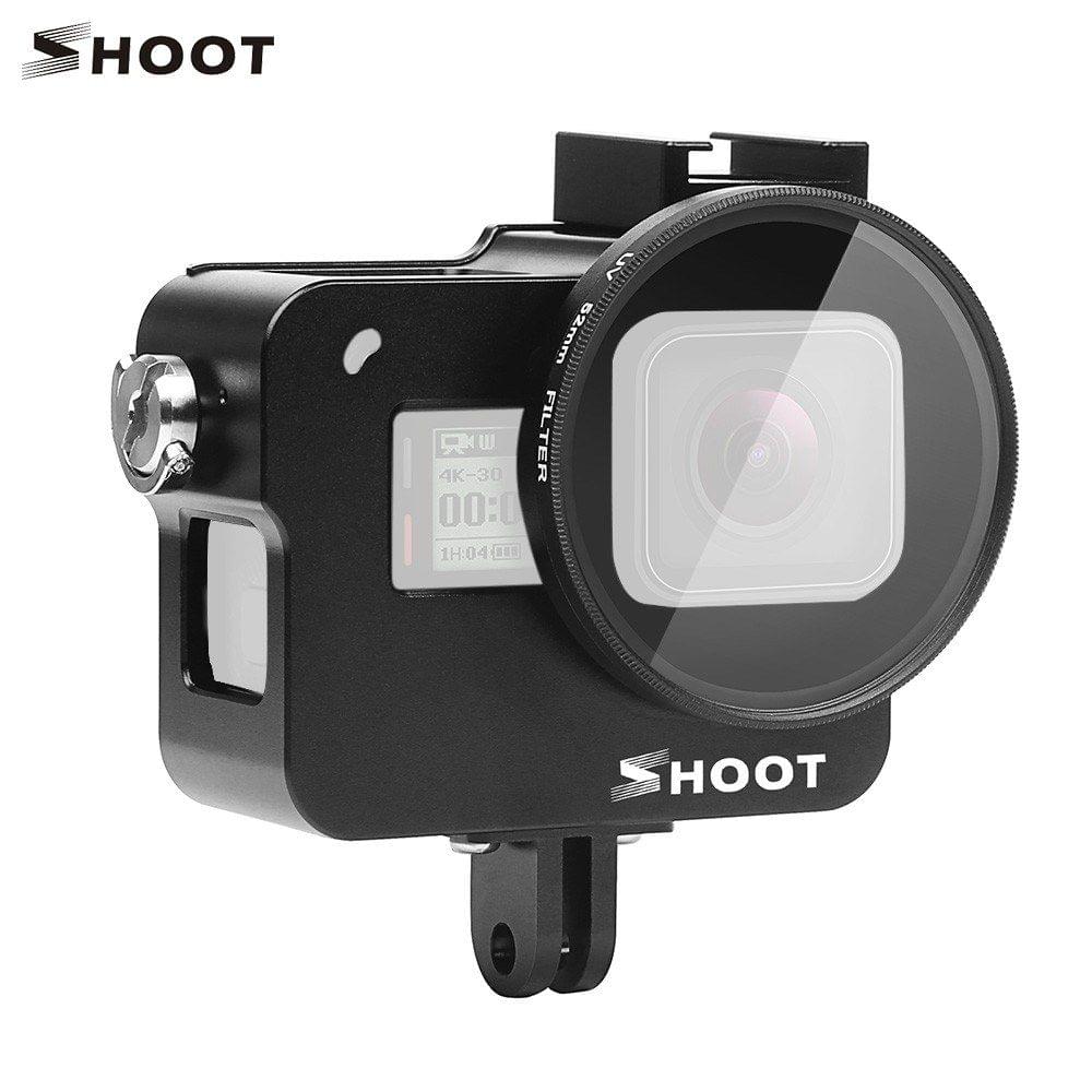 SHOOT XTGP505A Protective Aluminum Alloy Camera Cage Skeleton Housing Case with 52mm UV Filter for GoPro Hero 7 Black/Hero 6/Hero 5/HERO(2018) Action Camera