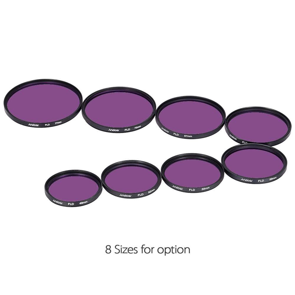 Andoer 67mm Lens Filter Kit UV+CPL+FLD+ND(ND2 ND4 ND8) with Carry Pouch / Lens Cap / Lens Cap Holder / Tulip & Rubber Lens Hoods / Cleaning Cloth