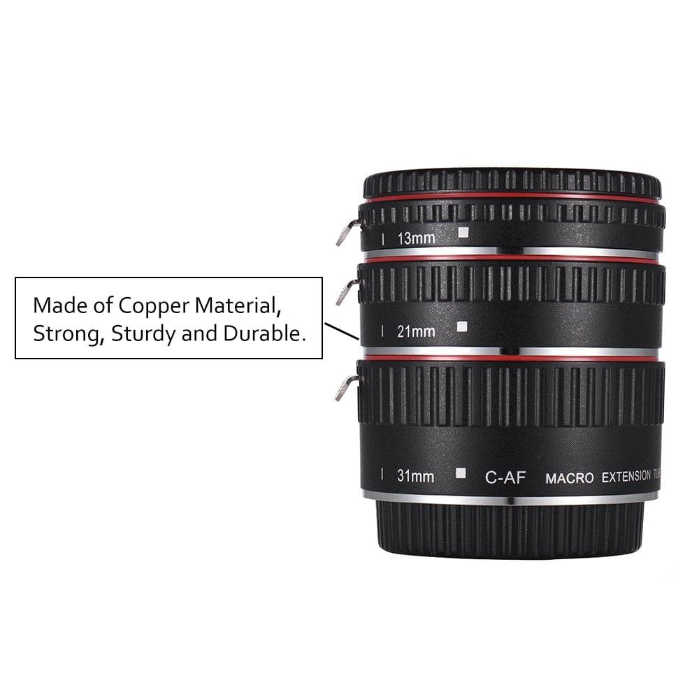 Macro Extension Tube Set Copper Auto Focus AF Macro Lens Extension Tube Ring with Covers for Ca150n 60D 70D 80D 5DII 5DIII 5DIV 5DS 5DSR 700D 800D 750D 550D 7DII 6D 6DII EF EF-S Lens DSLR Camera
