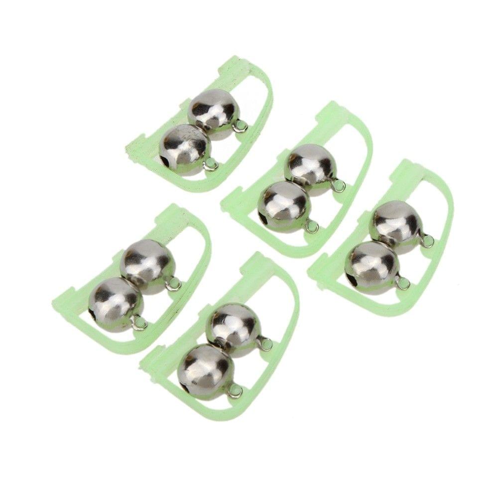 5Pcs Luminous Twin Bells Fishing Bite Alarm Clip on Fishing Rod for Night Fishing