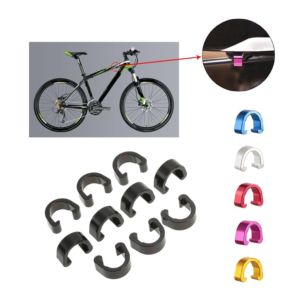 Lixada 10pcs Reusable Bike Bicycle Frame Brake Cable Housing Line Wire Gear Guide C-type Buckle Clips C-clips Ties Aluminum Alloy