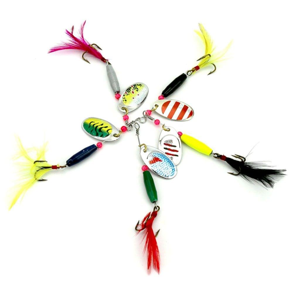 6PCS Fishing Lure Spinners Spinnerbait Kit Metal Spinner Baits Kit with Rooster Tail Treble Hook Bass Trout Fishing Lures Lot