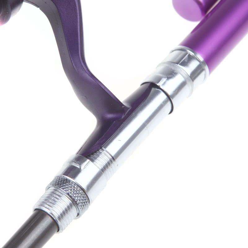 Mini Aluminum Pocket Pen Fishing Rod Pole + Reel Purple