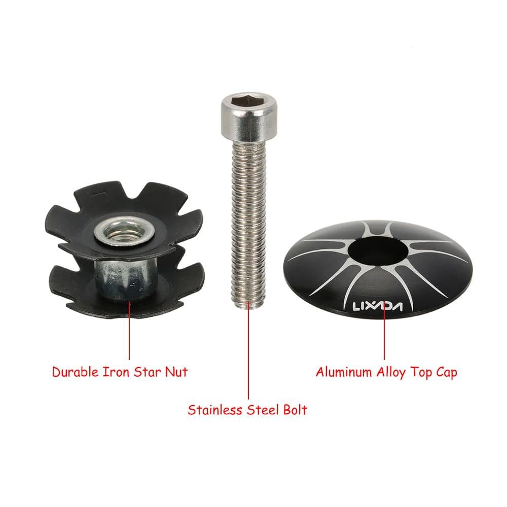Lixada 1pc Bike MTB Cycling Headset Star Nut with Aluminum Alloy Cap Top Replacement Kit for 25.4mm Front Forks