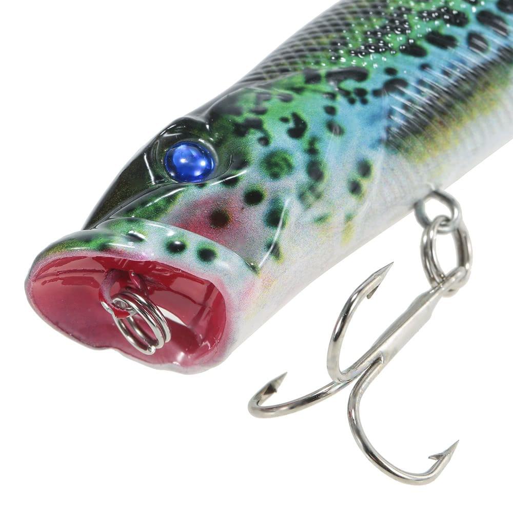 Lixada 4PCS Floating Popper Fishing Lures 12g 95mm Artificial Hard Bait Set Wobbler Bait with #6 Hooks