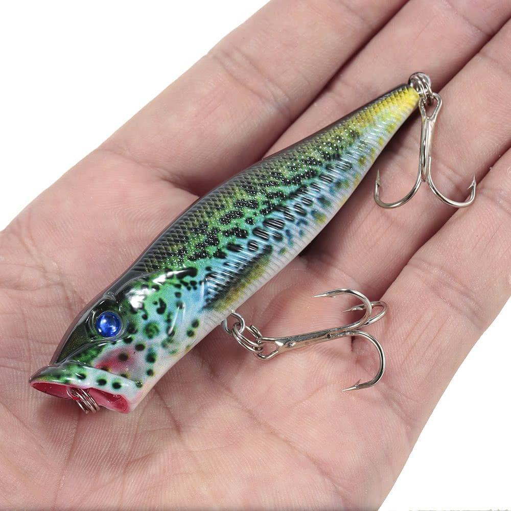 Lixada 4PCS Floating Popper Fishing Lures 12g 95mm Artificial Hard Bait Set Wobbler Bait with #6 Hooks