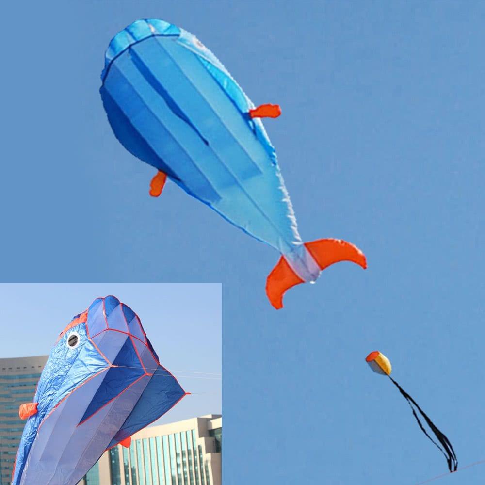 3D Dolphin Kite Huge Frameless Soft Parafoil Kite with Handle Line Outdoor Sports
