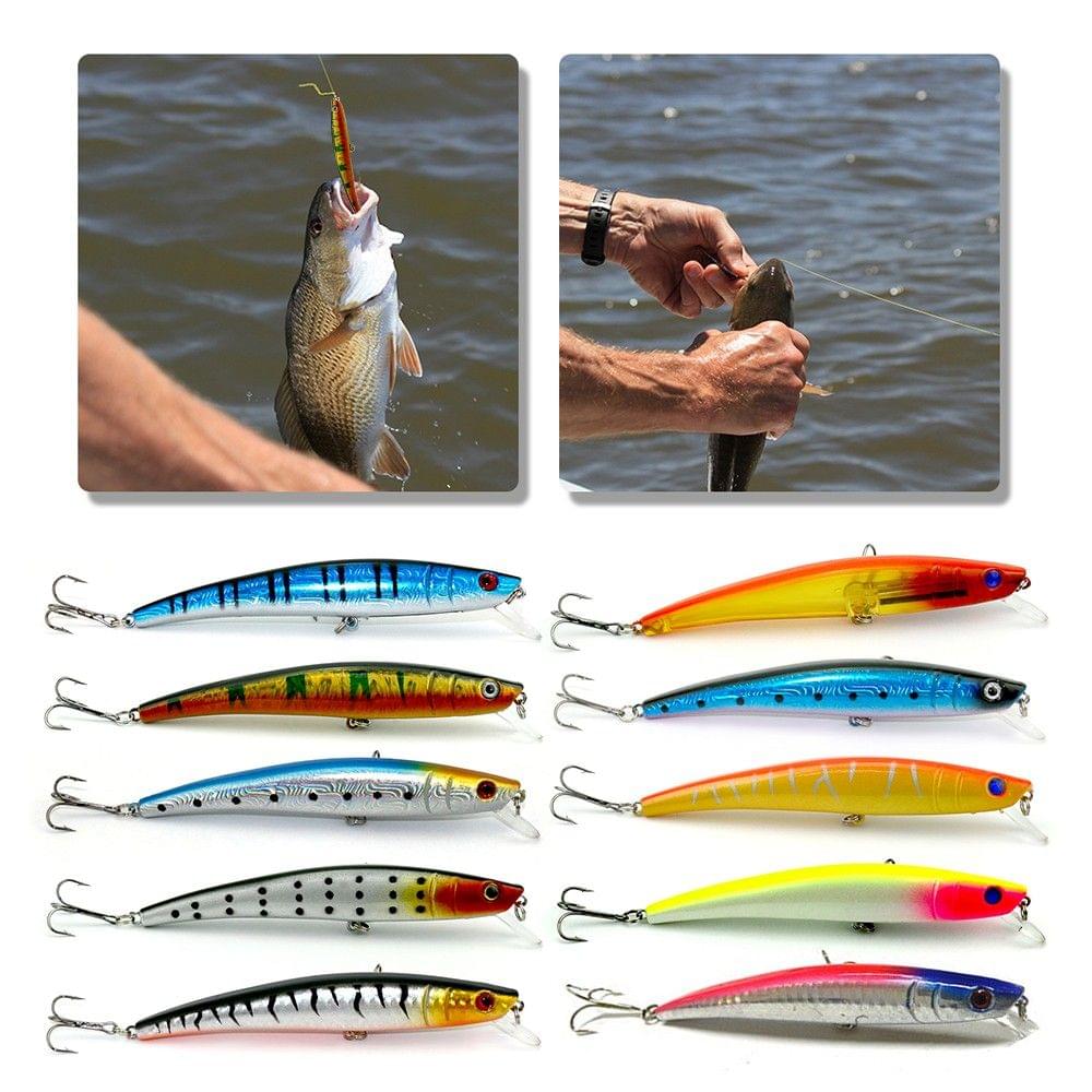 10PCS 11.5cm/11.2g Fishing Lure Bait Tackle Trout Minnow 4# Hooks Hard Bait Artificial Lures Fishing Lure Kit Set