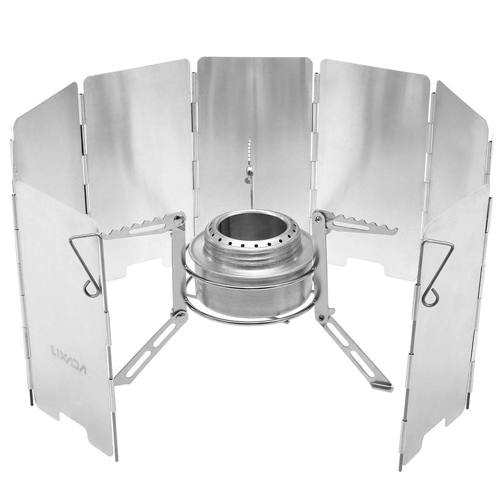 Mini Aluminum Alloy Alcoho Stove with Lid Stainless Steel Stove Stand Rack Windscreen Wind Shield Outdoor Camping Hiking Backpacking Cooking Stove