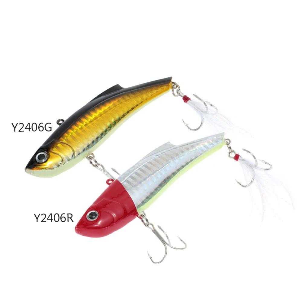 9cm 27g VIB Vibration Hard Bait Perch Killer Fishing Lure Fishing Tackle with 2 Treble Hooks Feather