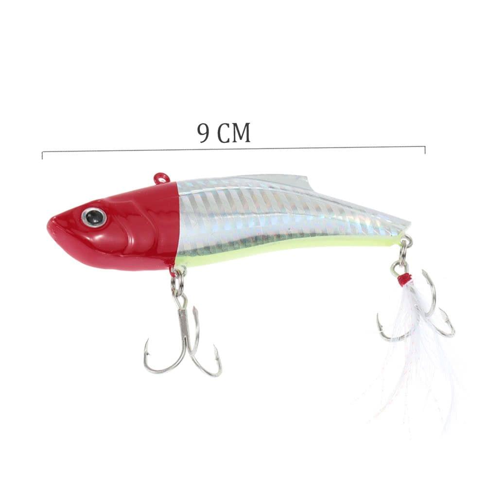 9cm 27g VIB Vibration Hard Bait Perch Killer Fishing Lure Fishing Tackle with 2 Treble Hooks Feather