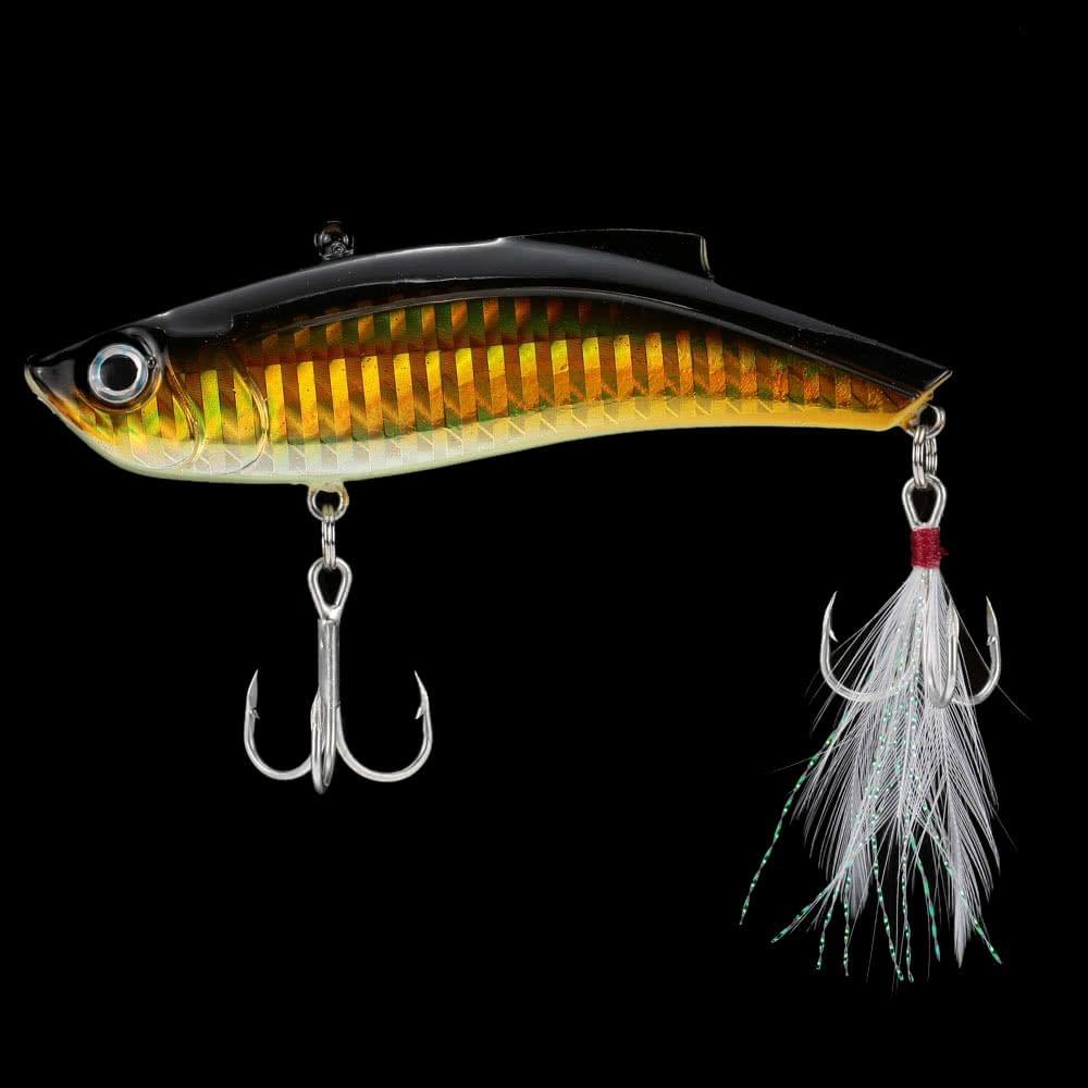 9cm 27g VIB Vibration Hard Bait Perch Killer Fishing Lure Fishing Tackle with 2 Treble Hooks Feather