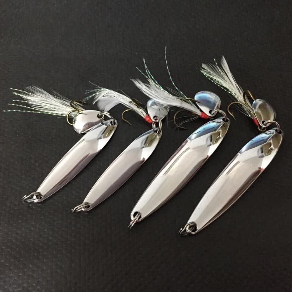 Lixada 4PCS Metal Fishing Lure Hard Baits Sequins Spoon Noise Paillette with Treble Hook 5/7/10/13g